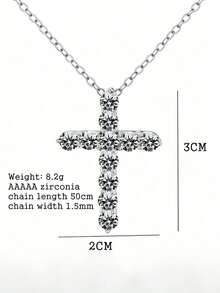 1pc Cross Zirconia Pendant Necklace Women Gold Plated Chain Necklace Jewelry Party Couple Anniversary Gift For Girlfriend Lover Friend
