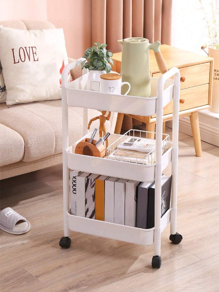 Xe đẩy màu trắng, kệ màu trắng, giá đựng đồ nhiều tầng, di động tiện dụng cho nhà bếp, phòng ngủ, phòng tắm, nhà vệ sinh, phòng giặt, xe đẩy đa năng, kệ phòng tắm, giá đựng đồ nhà bếp, kệ đa chức năng nhà vệ sinh, thích hợp làm quà tặng tốt nghiệp, quà tân gia, quà tặng phù dâu, quà tặng Ngày của Cha. - Nhiều màu - Xem 1