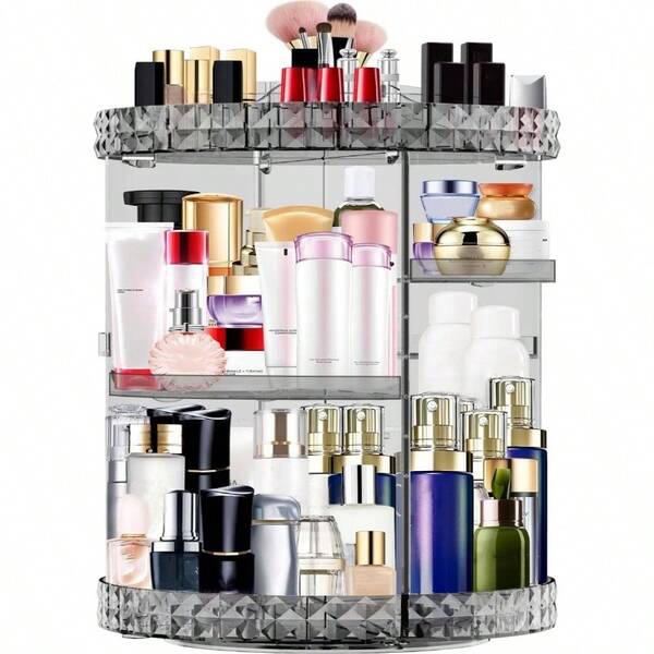 Organizer 360 Degree Rotating Adjustable Layers Large Capacity Cosmetic Organizer Transparent Make Organizers And Storage
