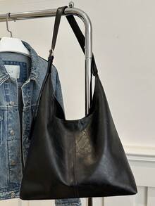 Fashionable Large Capacity Shoulder Tote Bag For Women, Design - Black - View 3