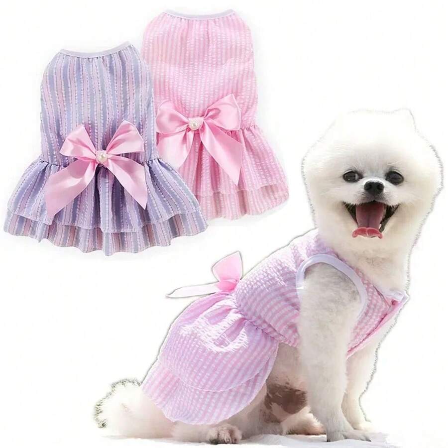 Đầm công chúa mùa hè cho chó/mèo con, thích hợp cho chó Chihuahua và các giống chó khác mặc, có chân váy xòe bồng bềnh. - Nhiều màu - Xem 1