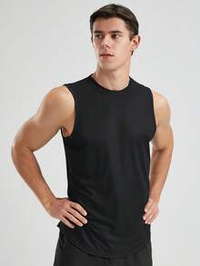 Men's Sports Tank Top, Breathable Quick-Dry Fitness Running Casual T-Shirt, Super Lightweight Moisture-Wicking - Black - View 12