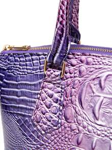 Luxurious Crocodile Pattern Cross-Body Top-Handle Bag - High-End Fashion Handbag For Women's Work And Daily Use - Premium Quality, Stylish Design, Multiple Pockets, Adjustable Strap - Colorful Purple - View 10