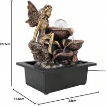Fuente de Mesa Fuente de Mesa Artesanías de Agua Corriente Luces LED de Hadas de Flores Bomba Decorativa USB para Interiores, Fuente de Cascada de Resina Adornos Bomba Hogar para - 1 - Ver 11
