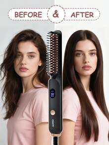 CRASTS Electric Hair Straightening Brush, Hair Styling Tool, Home Use Curling & Straightening Hair Brush