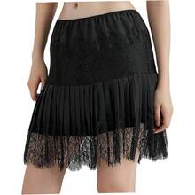 Falda de encaje para mujer, minifalda corta Y2k con ribete de encaje con volantes, 16, longitud hasta la mitad del muslo, esttica, ultrasuave, para uso informal, diario, hogar, ocio, citas, Y - inicial - Ver 3