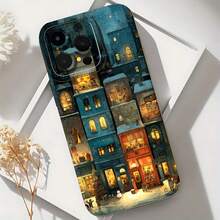 2026 nueva funda de teléfono esmerilada, funda de teléfono con impresión de arte de paisaje urbano invernal y luces nocturnas para iPhone 17 15 14 13 12 11 Pro Max  Galaxy S23 S22 S21 S20 Plus, funda de teléfono para parejas, regalo para él y ella, San Valentín, Navidad, regalo de cumpleaños - Negro - Ver 6