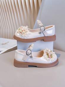 Girls' Casual Soft Bottom Shoes, Fashion Cute Princess Style, Elegant Children Leather Shoes, Spring/Autumn - Beige - View 13