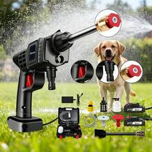 Hidrolavadora Portátil Inalámbrica para Autos - 2 Baterías de Litio 60 Bar, Limpieza Compacta para Coches, Jardines y Hogar, Herramienta Eléctrica Portátil/Herramienta de Limpieza Portátil para Autos - Hidrolavadora Inalámbrica 60 Bar con 2 Baterías, Ideal para Lavado de Coches, Jardín y Uso Doméstico - Negro - Ver 6