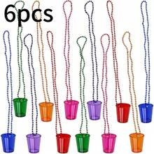 12pcs Transparent Beaded Chain Cup Necklaces - Suitable For Singles' Party, Beer Festival, Carnival, Halloween And Etc. - Plastic Wine Glasses, For Party Supplies And Gifts, Novelty Items, Party Decorations, Party Essentials, Thick & Durable, Reusable, Applicable For Birthday Decoration, Halloween Costume, Role Playing, Photobooth, Wedding Decoration, Bachelorette Party, Graduation, Hawaiian Party And So On. - Multicolor - View 13