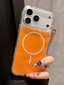 Luksusowe, przezroczyste, wstrząsoodporne, magnetyczne etui na telefon, kompatybilne z 'em 17 Pro Max, 17 Pro 17 16 15 14 13 Pro Max, przezroczyste, ochronne etui z tyłu do ładowania bezprzewodowego - Pomarańczowy - Zobacz 3