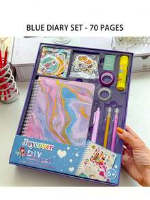 Kit de Diário DIY para Meninas de 8 a 14 Anos, Conjunto de Papelaria e Diário com Adesivos, Presentes de Aniversário para Meninas de 8, 9, 10, 11, 12, 13 e 14 Anos, Kit de Artesanato de Scrapbook, Ideia de Presente de Aniversário para Adolescentes - Dourado - Visão 12