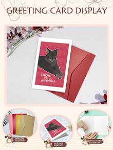 1PC Funny & Creative Cat Valentine's Day Card (With Envelope) - Cat Lover Exclusive, Cute Gift Card For Valentine's Day/Anniversary - Multicolor - View 2