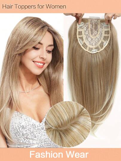 Hair Toppers For Hair Loss 18inch Hair Pieces For Women 6.5X6.5 Inch Hair Topper Adding Extra Hair Volume, Natural Straight Hair Toppers For Women