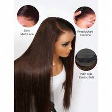 ZHENDEFA 13x4 Lace Front Wig, High Definition Transparent, Free Parting, Human Hair, Pre-Plucked, 200% Density, For Women - S4 - View 7