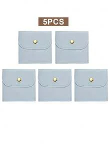 5pcs White Pink Leather Jewelry Pouches With Snap Closure Jewelry Storage Bag, Jewelry Organization Bag, Travel Partner, Necklace Organization Bag - Jewelry Storage Bag - View 13