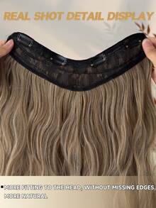 20-Inch Ombre Wavy Synthetic Hair Extensions, V-Shaped Clip-In, Suitable For Women And Girls, For Party And Daily Wear - Brown Ombre - View 7