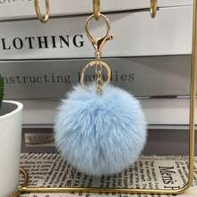 Otter Fur Pom Pom Keychain - Khaki - View 3