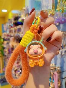 1 pieza Llavero con colgante de cerdo astronauta de color degradado, decoración de llavero de animal creativo y lindo, llavero de coche, colgante de bolso, accesorio de teléfono, regalo para amigos, familia, San Valentín, cumpleaños, accesorio de fiesta - Multicolor - Ver 4