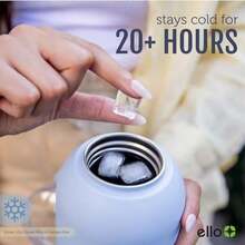 Ello Cooper - Botella de agua de acero inoxidable de 32 onzas con popote y asa de transporte, doble pared y metal aislado aspiradora, tapa de bloqueo a prueba de fugas con boquilla de silicona(0.7 Litros Salvia) - Multicolor - Ver 6