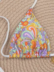 wohenmeili Bộ bikini hở lưng thắt nút họa tiết hoa gợi cảm dành cho nữ, phong cách nghỉ dưỡng trên bãi biển - Nhiều màu - Xem 8