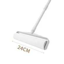 带纸芯的超粘粘毛滚筒 - 9.45 英寸和 7.48 英寸对角撕扯设计，适用于地板、地毯、沙发和床上的宠物毛发/灰尘（符合人体工程学的长手柄、内置挂钩、防弯曲清洁工具、多表面织物剃须刀）