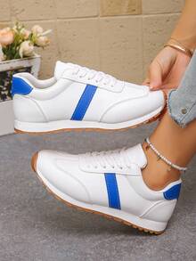 休闲女式派对鞋，女士运动鞋，时尚运动平底鞋 - 白色 - 查看 2