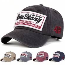 1pc Men's Letter Washed Baseball Cap, Adjustable Distressed Outdoor Sun Hat, Suitable For Casual Wear, Spring/Autumn Travel, Beach, Party - Multicolor - View 11