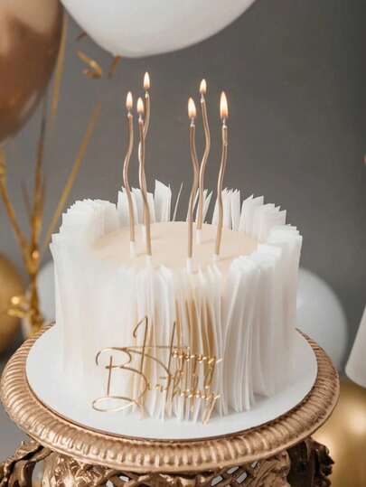 Romantic Party Curve Birthday Cake Candle Decor, Creative Curved Spiral Gold-Plated Candles