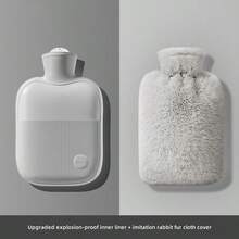 1pc 500ml/1000ml/2000ml Water Filling PVC Hot Water Bottle, Anti-Explosion With Cute Plush Cover