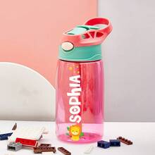 16oz/480ml Personalized Name Water Bottle For Kids, Stainless Steel 12oz/350ml Leakproof Bottle, Unicorn Space Themes, Straw Cap & Name Band Included, Back To School - Style 1 - View 49