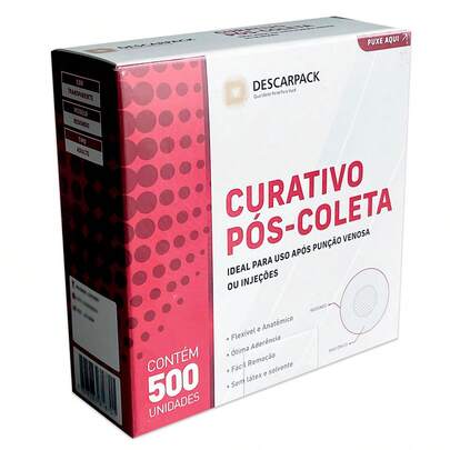 Curativo Pós Coleta Branco Redondo Adulto Descarpack 500 unidades