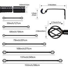 Classic Simple Curtain Rod, Fits 28-144 Inch Windows, Black Iron Curtain Rod Bracket Accessory Set, 5/8 Inch Decorative Curtain Rod, Hollow Decorative Finials, Easy Installation, Suitable For Home Bedroom, Kitchen, Living Room And Outdoor Patio - Black - View 4