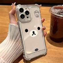 Rilakkuma Bear Cute Phone Case For  16 15 14 13 12 11 Pro Max X XR Xsmax 8 7 Plus, Anti-Fall Transparent Soft Back Cover - Estilo 1 (1 pieza) - Ver 4
