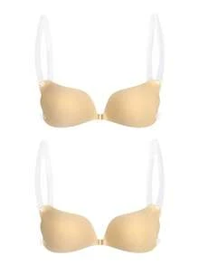 1/2-Pack Invisible Wedding Bra, Deep V Push-Up Transparent Shoulder Strap Backless Design, Strong Adhesive Breathable Holes, Ultra-Thin Seamless Silicone Material, Suitable For Bridal Wedding Dresses, Party Dresses, Backless Dresses, Off-Shoulder Dresses, Strapless Dresses, Prom Dresses, Evening Dresses, Etc. Comfortable And Skin-Friendly, Reusable, Invisible Lifting Without Leaving Any Marks, Seamless Edge Design, Lightweight And Breathable, Suitable For Everyday Wear, And Also Suitable For Special Occasions Such As Weddings, Bridal Parties, Balls, Banquets, Holiday Essentials, And Travel Essentials. Strong Adhesion Ensures It Stays In Place All Day, Lifts And Enhances The Bust Line, And Seamlessly Fits Wedding Dresses, Backless Tops, And Off-The-Shoulder Dresses. - Nhiều màu - Xem 18