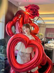 1/3个42英寸空心心形铝箔气球，巨型红色/粉色心形气球，适用于生日派对、婚礼、订婚、周年纪念、新娘送礼会、拍照、情人节浪漫装饰、心连心气球装饰 - 彩色 - 查看 8