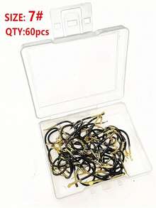 60 pièces Hameçons en acier au tungstène noir et or avec barbes, convenant pour la capture de la carpe, de la perche, de la carpe, accessoires de pêche - Noir - Voir 6