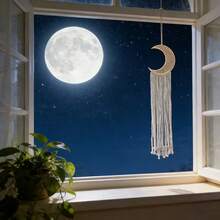 编织挂毯，捕梦网，手工吊坠，家居墙饰，星月装饰，挂布 - 杏色 - 查看 3