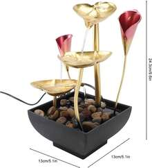 Fuente de Agua de mesa de Interior con Niveles, Fuente de Cascada de Mesa Decorativa con USB, Hojas de Hierro, Decoración Serena de mesa con Sonidos y LED para Oficina y Hogar - 1 - Ver 8