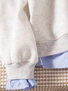 Young Girls Letter Print Warm 2 In 1 Sweatshirt