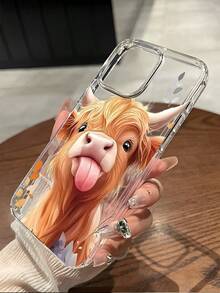 Highland Cow With Its Tongue Sticking Out Magnetic Attraction Phone Case Suitable For Compatible With IPhone 17,16, 15, 14, 13, 12, 11, PRO MAX, PLUS ,Air,As Well As Galaxy S26/25/24/23/22 Ultra/ Edge /FE/+,A56/54/36/35/16/15/14,Fashionable Phone Cases - 彩色 - 查看 1