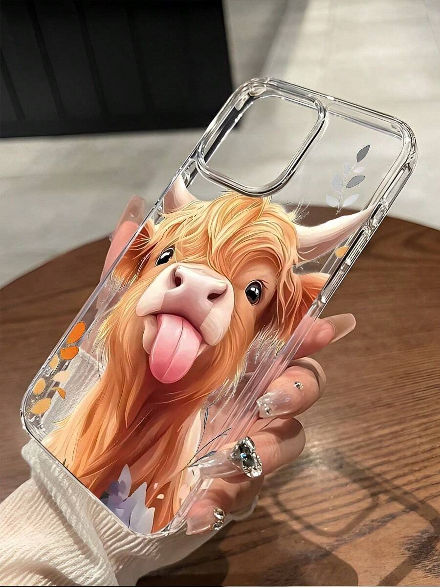 Highland Cow With Its Tongue Sticking Out Magnetic Attraction Phone Case Suitable For Compatible With IPhone 17,16, 15, 14, 13, 12, 11, PRO MAX, PLUS ,Air,As Well As Galaxy S26/25/24/23/22 Ultra/ Edge /FE/+,A56/54/36/35/16/15/14,Fashionable Phone Cases - 彩色 - 查看 1