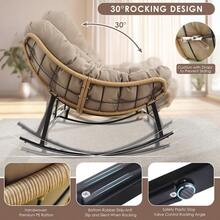 Double Rocking Chair, Oversized Egg Rocking Chairs For 2 Person, Large Wide Papasan Loveseat With Cushion And Frame, Comfort Outdoor Furniture For Reading/Relaxing Patio Garden Backyard Brown - màu nâu - Xem 4