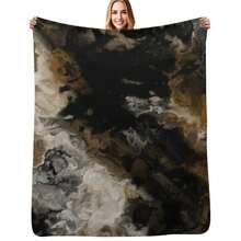Black Gold And White Abstract Throw Blanket Giant Sofa Vintage Summer Halloween Blankets - Black - View 5