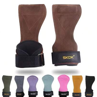 Cowhide Gym Gloves Grips Anti-Skid Weight Power Belt Lifting Pads Deadlift Workout Crossfit Fitness Palm Protection Training