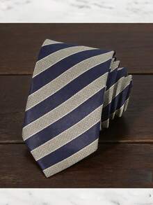 1pc Men's Business Gentleman Striped Necktie, Suitable For Casual, Business, Streetwear, Daily, Business Party And Wedding Accessories