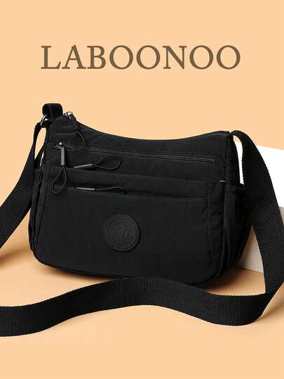 調整可能なストラップ付きナイロンショルダーバッグ、多機能コンパートメント、無地、ジッパー開閉、ポリエステルライニング、軽量で便利なクロスボディバッグ、デイリーユース向け