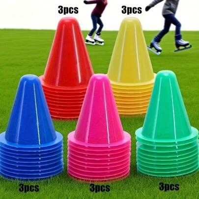 15pcs Vibrant Color Agility Training Cones, Including Red, Yellow, Green, Blue, Pink, With Stackable Bases For Enhanced Stability, Made Of Durable Weather-Resistant Plastic. Suitable For Beginners And Professionals, Can Be Used For Speed And Precision Training, Ice Skating, Fitness, And Playgrounds, Lightweight And Portable For All Seasons.