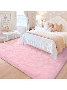 Soft Shag Rugs For Bedroom, Pink Fluffy Shaggy Rugs For Living Room Office, Luxury Modern Plush Carpet Girls Boys Room Dorm Indoor Home Decor, Upgrade Non-Slip - 淺粉色 - 查看 4