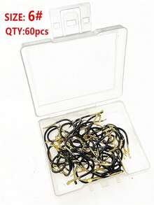 60 pièces Hameçons en acier au tungstène noir et or avec barbes, convenant pour la capture de la carpe, de la perche, de la carpe, accessoires de pêche - Noir - Voir 7